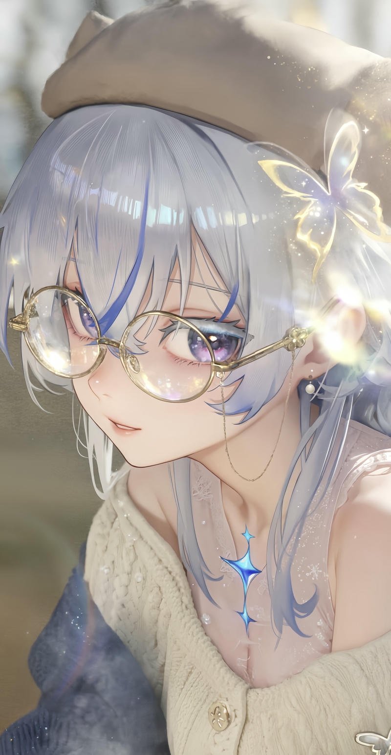 Nhân vật nữ anime đứng trước bầu trời hoàng hôn dịu nhẹ