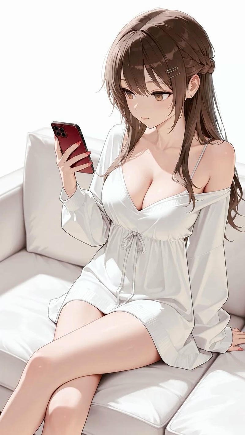 Nhân vật nữ anime với đường nét mềm mại và thân hình đầy đặn