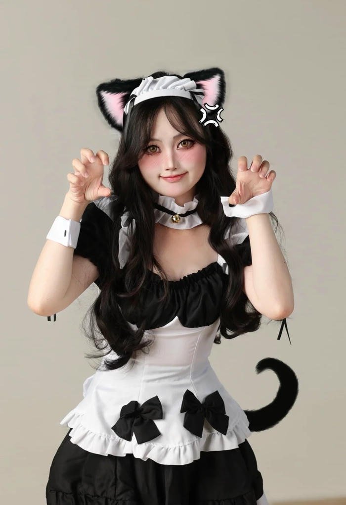 Nữ cosplayer mang concept mèo cute trong studio