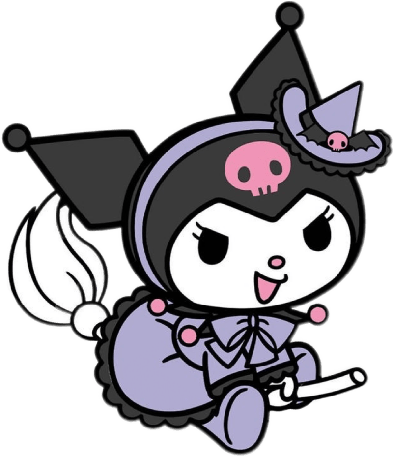 Phong cách kawaii thể hiện trong nhãn dán Kuromi