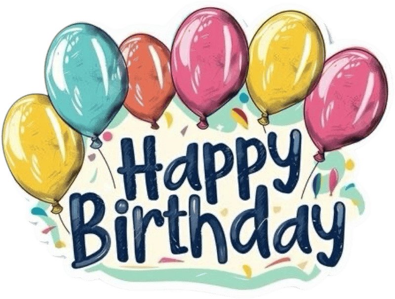 Sticker birthday kinh điển chữ Happy Birthday lớn