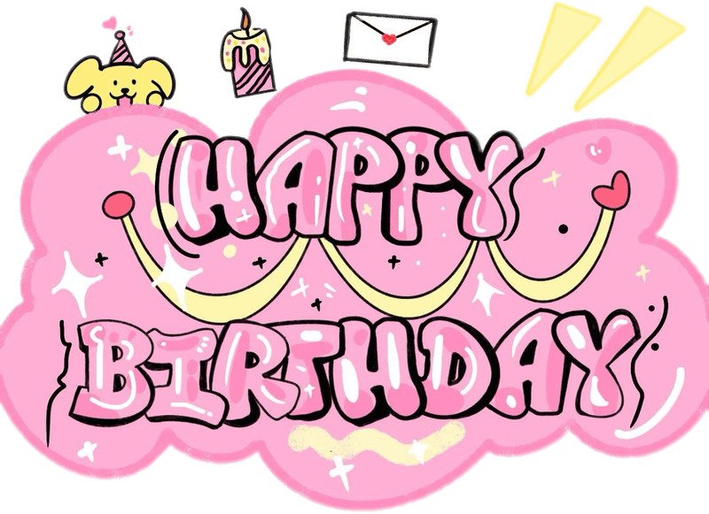 Sticker sinh nhật cute unicorn cầm bóng bay