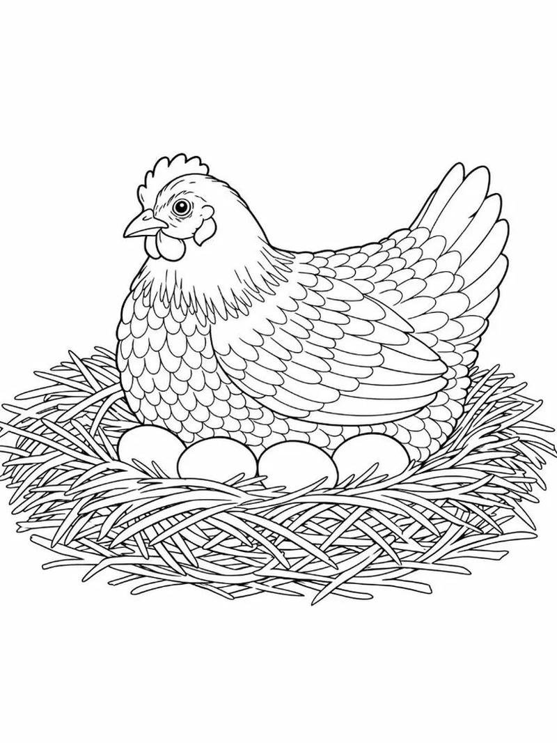 Tác phẩm tô màu gà hình ảnh giản dị dễ hiểu