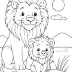 Tác phẩm tô màu sư tử đường nét rõ ràng