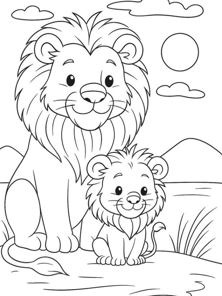 Tác phẩm tô màu sư tử đường nét rõ ràng