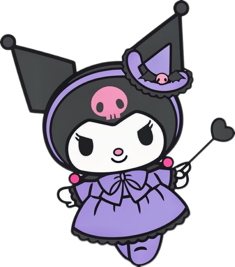 Thiết kế nhân vật hoạt hình trên nhãn dán Kuromi