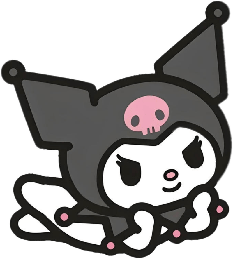 Thỏ Kuromi nhỏ nhắn với chiếc đầu lâu trên nhãn dán Kuromi