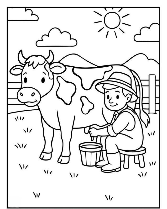 Tô màu con bò đường nét gọn gàng dễ nhận biết