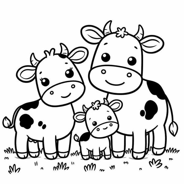 Tô màu con bò đường nét mềm mại dễ tô