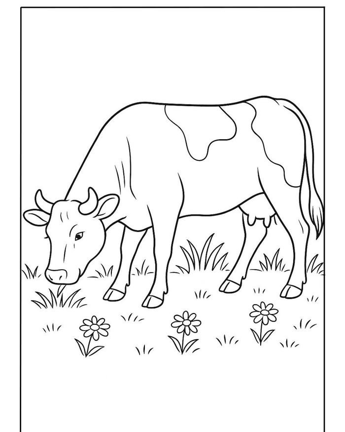 Tô màu con bò đường nét rõ ràng thuận tiện tô