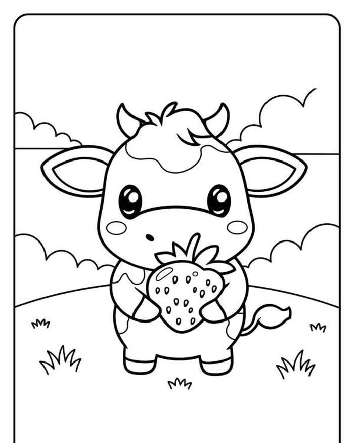 Tô màu con bò hình minh họa rõ nét dễ nhìn