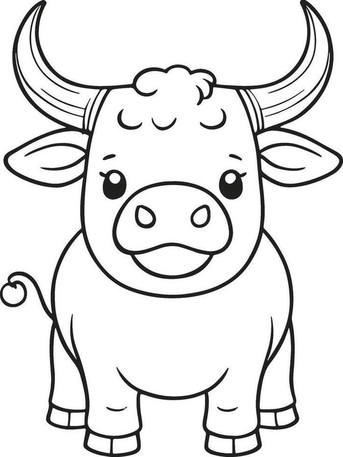 Tô màu con bò hình minh họa sinh động dễ quan sát