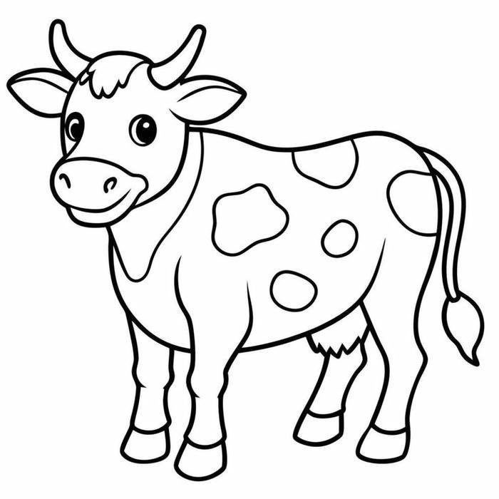 Tô màu con bò hình minh họa thân thiện dễ quan sát