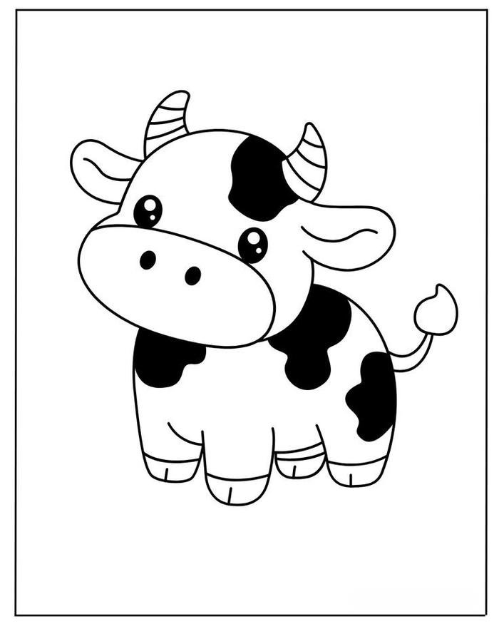 Tô màu con bò hình vẽ dễ thương dễ nhận diện