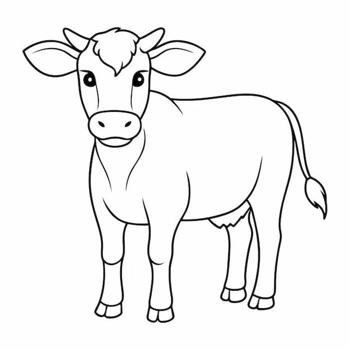 Tô màu con bò hình vẽ đơn giản dễ quan sát