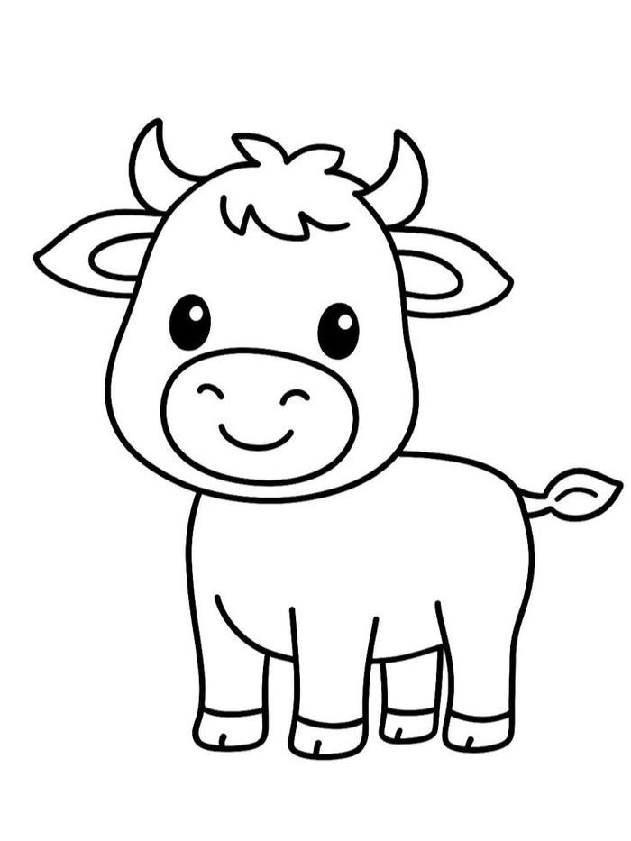 Tô màu con bò hình vẽ đơn giản dễ tô màu