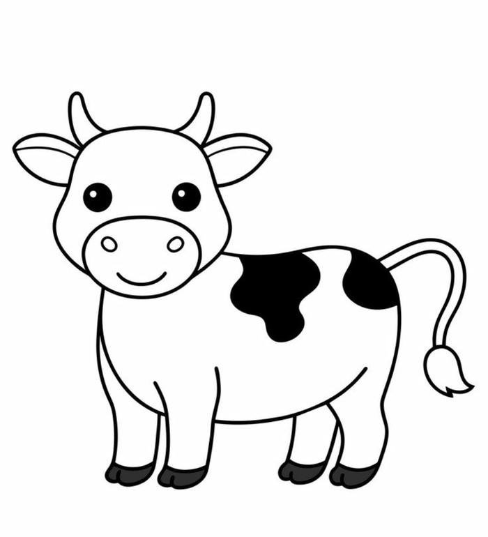 Tô màu con bò hình vẽ rõ nét dễ hoàn thiện