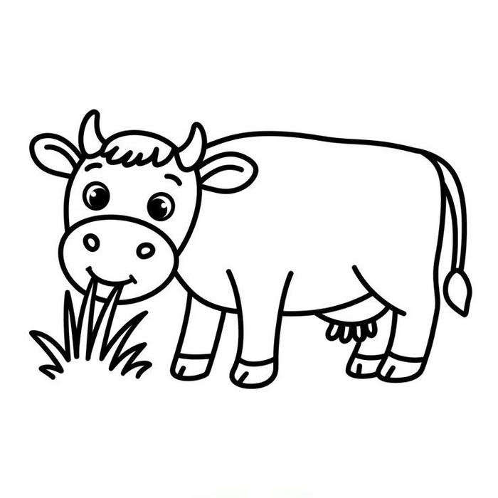 Tô màu con bò tranh vẽ rõ ràng giàu biểu cảm