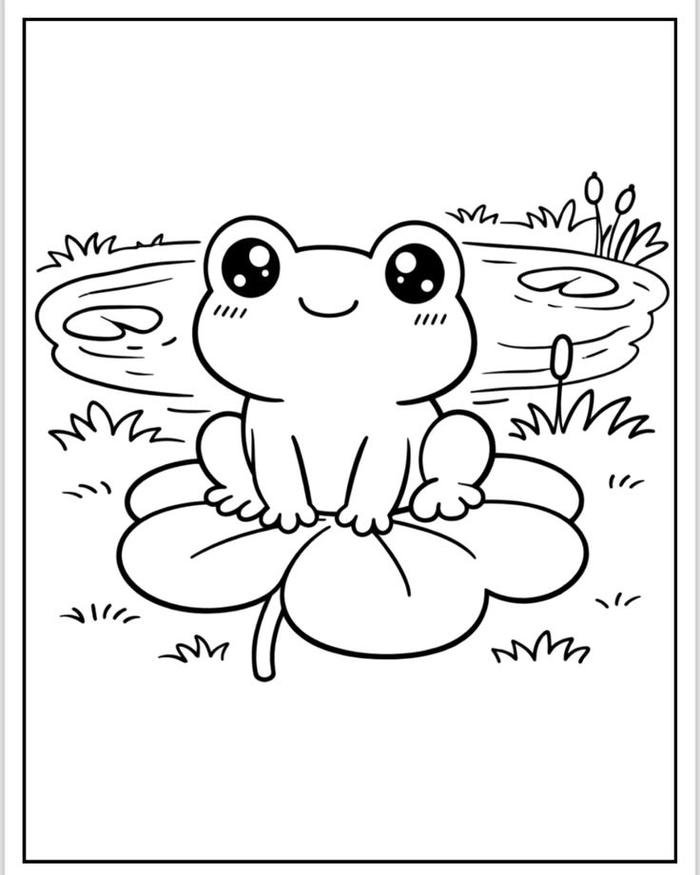 Tô màu con ếch đường nét đơn giản dễ nhận biết