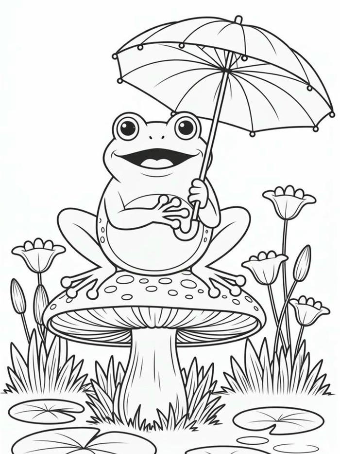 Tô màu con ếch đường nét gọn gàng dễ quan sát