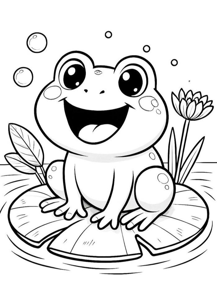Tô màu con ếch hình vẽ đáng yêu dễ quan sát