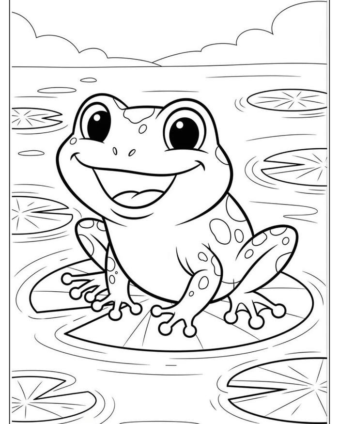 Tô màu con ếch hình vẽ đơn giản rõ nét