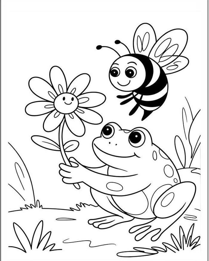 Tô màu con ếch hình vẽ rõ nét dễ thực hành