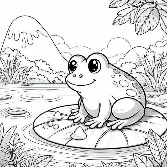 Tô màu con ếch hình vẽ rõ ràng dễ nhận biết