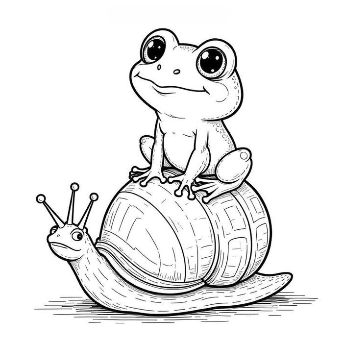 Tô màu con ếch nét minh họa mềm mại dễ tô
