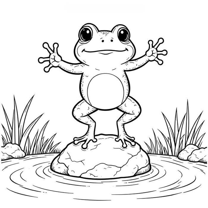Tô màu con ếch nét vẽ sinh động dễ quan sát