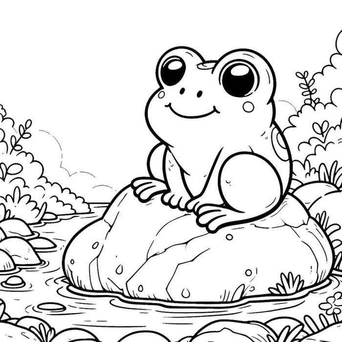 Tô màu con ếch tranh minh họa đáng yêu dễ tô
