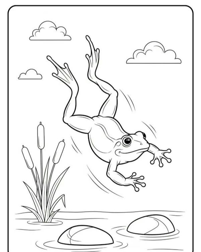 Tô màu con ếch tranh minh họa dễ thương dễ tô