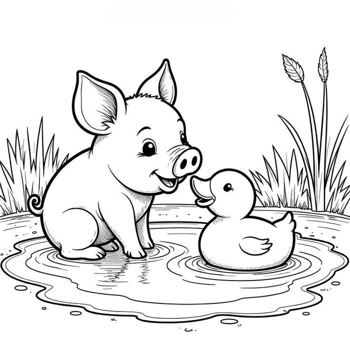 Tô màu con heo hình minh họa ngộ nghĩnh dễ nhận biết