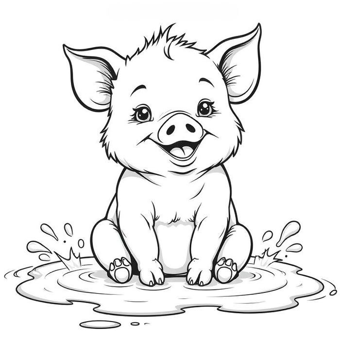 Tô màu con heo hình minh họa sinh động dễ tô