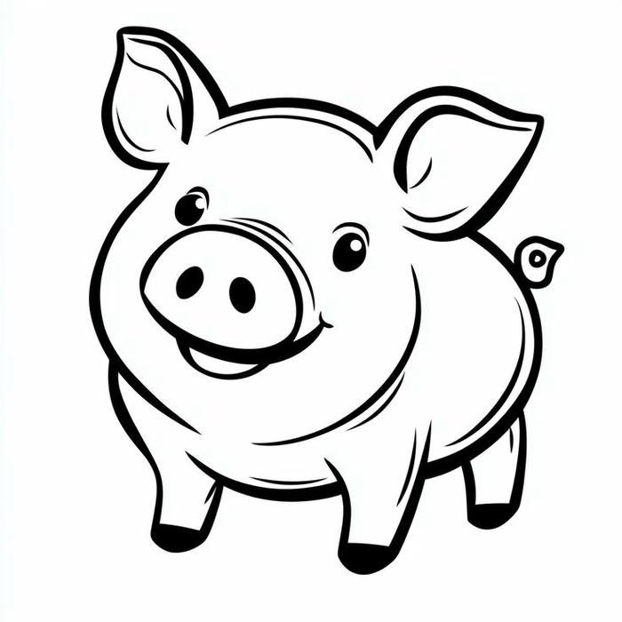 Tô màu con heo hình vẽ đáng yêu đường nét rõ ràng
