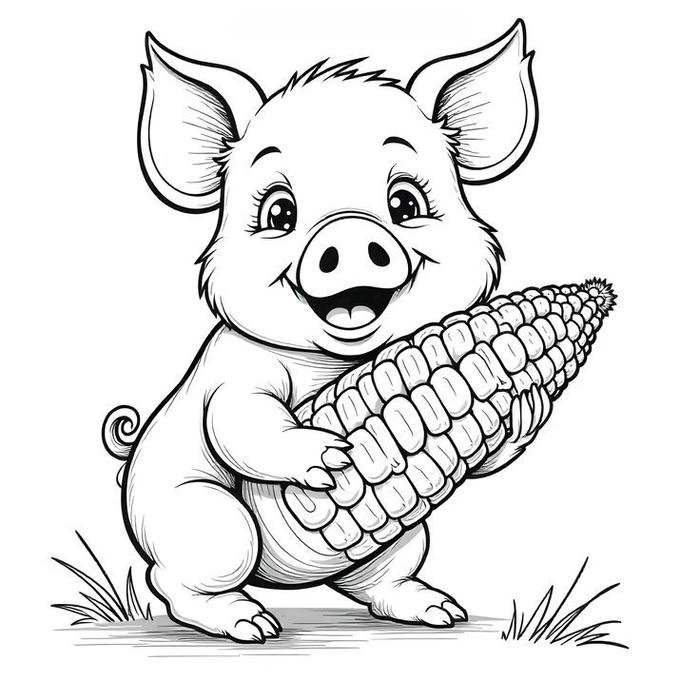 Tô màu con heo hình vẽ dễ thương thuận tiện tô màu