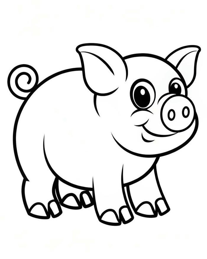 Tô màu con heo nét vẽ đáng yêu dễ quan sát