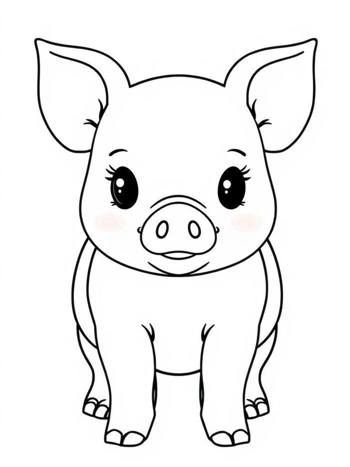Tô màu con heo nét vẽ đơn giản rõ ràng dễ tô