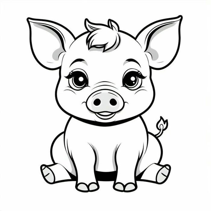 Tô màu con heo nét vẽ mềm mại phù hợp luyện tô