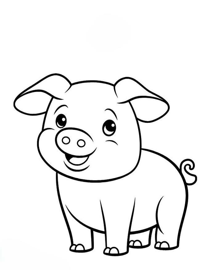 Tô màu con heo tranh minh họa đơn giản dễ hoàn thiện