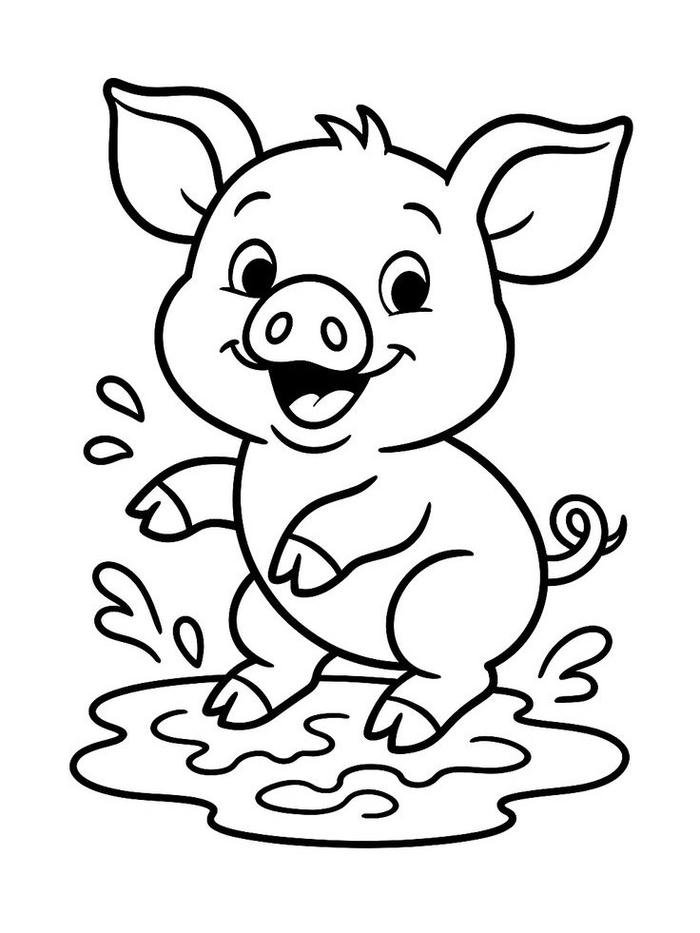 Tô màu con heo tranh vẽ sinh động giàu biểu cảm