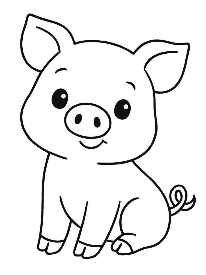 Tô màu con heo tranh vẽ vui nhộn rõ từng chi tiết