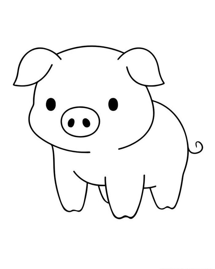 Tô màu con heo tranh vẽ vui vẻ dễ nhận diện