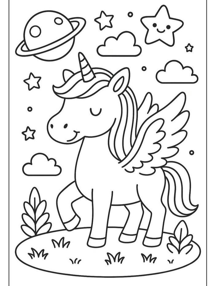 Tô màu con ngựa đường nét rõ ràng dễ thực hành