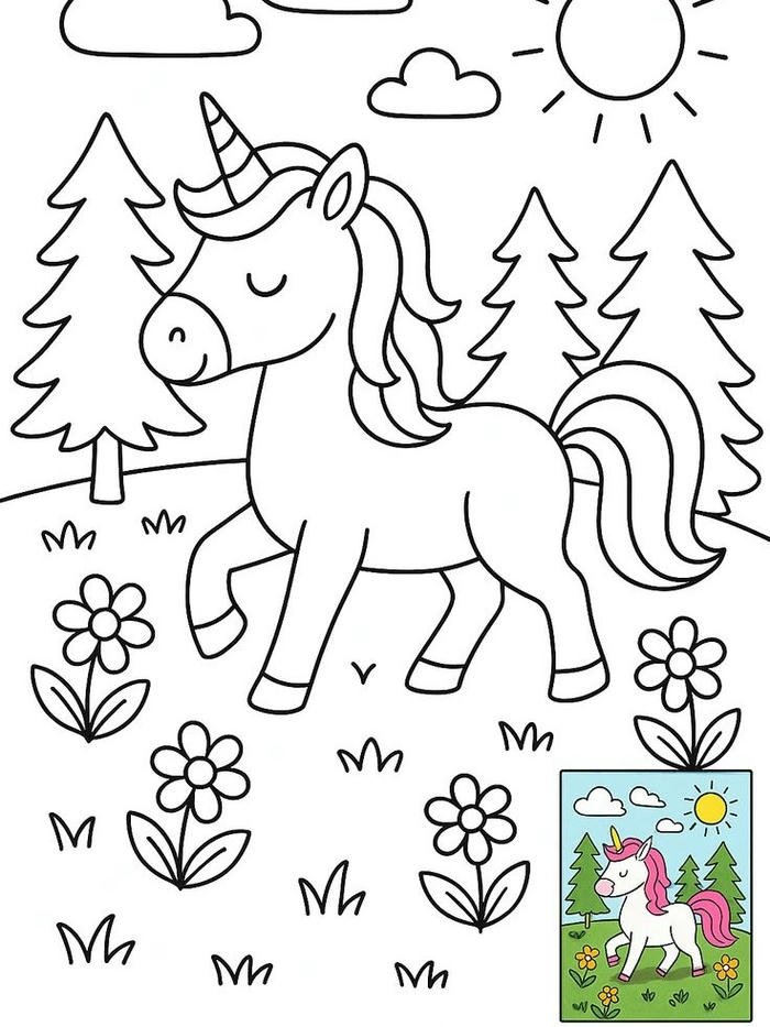 Tô màu con ngựa hình vẽ dễ thương rõ từng chi tiết