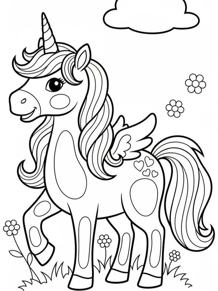 Tô màu con ngựa hình vẽ rõ nét dễ quan sát