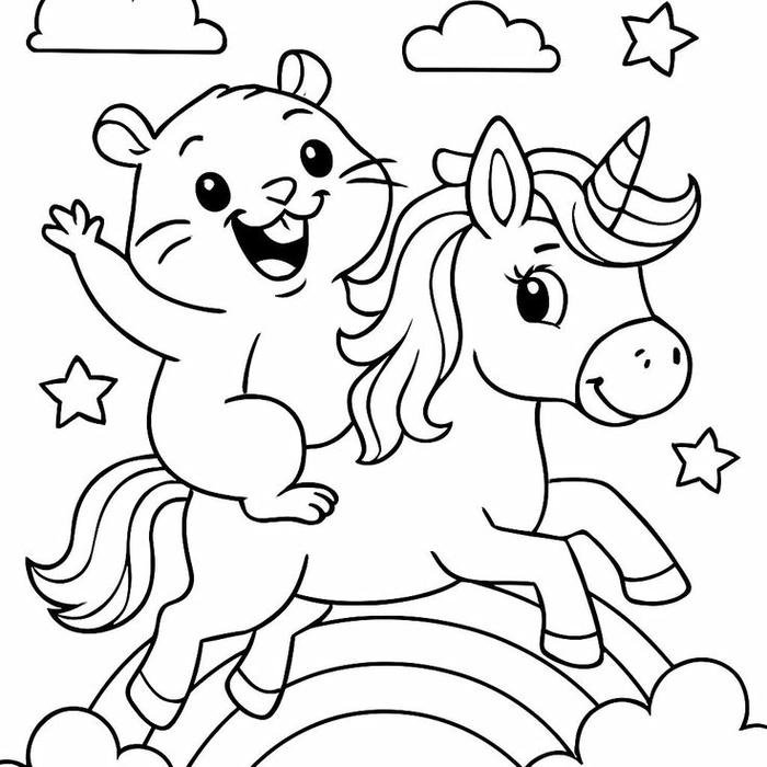 Tô màu con ngựa hình vẽ thân thiện dễ quan sát