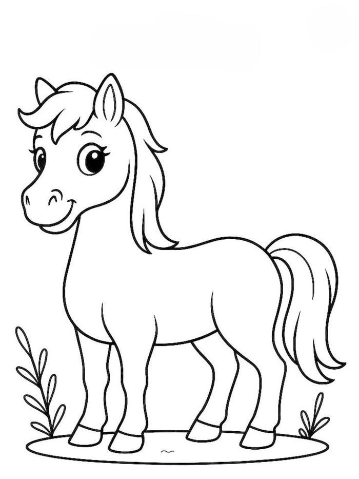 Tô màu con ngựa nét vẽ đơn giản thuận tiện tô màu