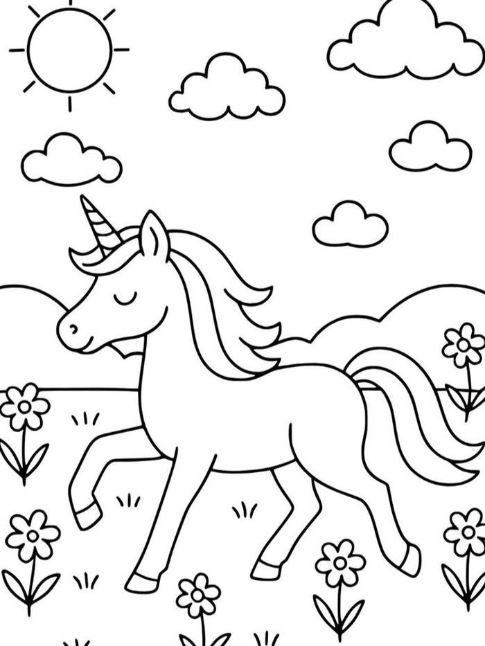 Tô màu con ngựa tranh minh họa đáng yêu dễ nhận diện