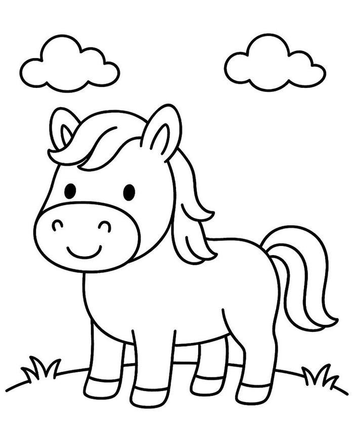 Tô màu con ngựa tranh minh họa đơn giản dễ nhìn